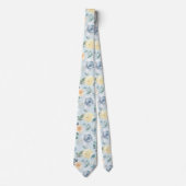 Dusty Blue en Cream Floral Rozen Waterverf Neck Stropdas (Voorkant)