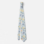 Dusty Blue en Cream Floral Rozen Waterverf Neck Stropdas (Achterkant)