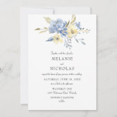 Dusty Blue en Cream Floral Wedding Kaart (Voorkant)