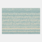 Dusty Blue en Cream Striped Inpakpapier Vel (Voorkant)