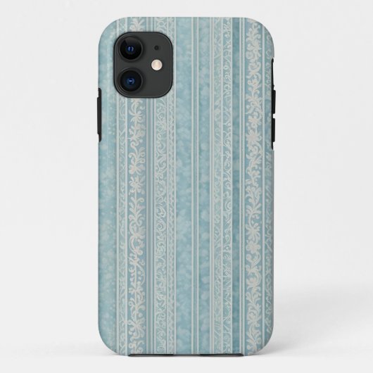 Dusty Blue en Cream Stripes Case-Mate iPhone Case (Achterkant)