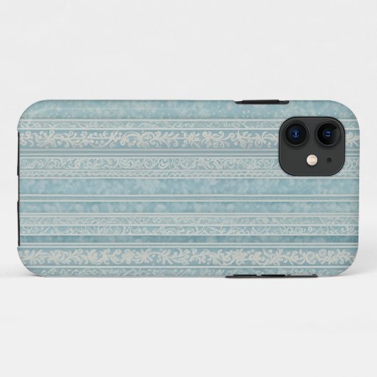 Dusty Blue en Cream Stripes Case-Mate iPhone Case (Achterkant (horizontaal))