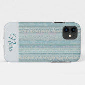 Dusty Blue en Cream Stripes gepersonaliseerd Case-Mate iPhone Case (Achterkant (horizontaal))