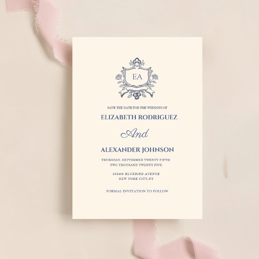 Dusty Blue en Creme Classic Save The Date