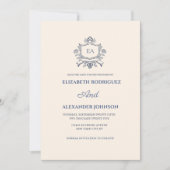 Dusty Blue en Creme Classic Save The Date (Voorkant)