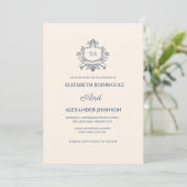 Dusty Blue en Creme Classic Save The Date (Staand voorkant)
