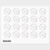 Dusty Blue en Dusty Pink Floral Elegant Bruiloft Ronde Sticker (Vel)
