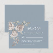 Dusty Blue en Dusty Roos Waterverf bruiloft RSVP Kaartje (Voorkant / Achterkant)