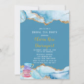Dusty Blue en Gold Agate Bridal Tea Party Kaart (Voorkant)