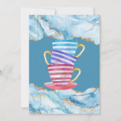 Dusty Blue en Gold Agate Bridal Tea Party Kaart (Achterkant)