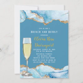 Dusty Blue en Gold Agate Brunch en Bubble Kaart