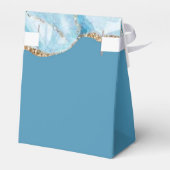 Dusty Blue en Gold Agate Custom Wedding Bedankdoosjes (Achterkant)