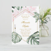 Dusty Blue en Gold Berry Brunch & Bubble Invites Kaart (Staand voorkant)