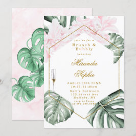 Dusty Blue en Gold Berry Brunch & Bubble Invites Kaart