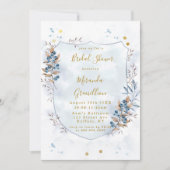 Dusty Blue en Gold Blueberries Vrijgezellenfeest Kaart (Voorkant)