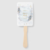 Dusty Blue en Gold Blueberries Weddenschap Harteli Handwaaier (Voorkant)