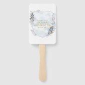 Dusty Blue en Gold Blueberries Weddenschap Harteli Handwaaier (Achterkant)