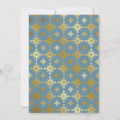 Dusty blue en Gold Crown Damask Royal Wedding Kaart (Achterkant)