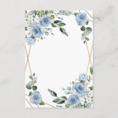 Dusty Blue en Gold Elegant Floral Rustic Wedding Informatiekaartje (Achterkant)