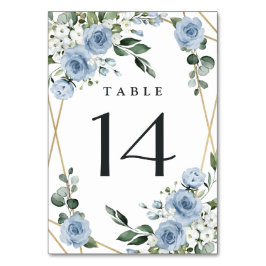 Dusty Blue en Gold Elegant Floral Rustic Wedding Kaart