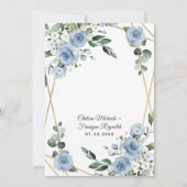 Dusty Blue en Gold Elegant Floral Rustic Wedding Kaart (Achterkant)