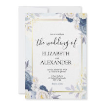 Dusty Blue en Gold Elegant Floral Rustic Wedding