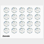 Dusty Blue en Gold Elegant Floral Rustic Wedding Ronde Sticker (Vel)