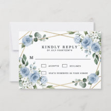 Dusty Blue en Gold Elegant Floral Rustic Wedding