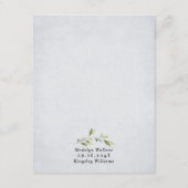 Dusty Blue en Gold Elegant Rustic Floral Wedding Informatiekaartje (Achterkant)