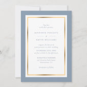 Dusty Blue en Gold Elegant Wedding Kaart (Voorkant)