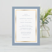 Dusty Blue en Gold Elegant Wedding Kaart (Staand voorkant)