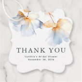 Dusty Blue en Gold Flowers Bedankt Bedankjes Labels (Voorkant)