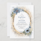 Dusty Blue en Gold Glitter Baptisme Kaart (Voorkant)