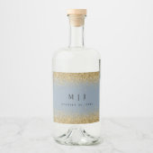 Dusty Blue en Gold Glitter Wedding Likeurfles Etiket (Voorkant)