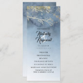 Dusty Blue en Gold huwelijksprogramma's Programmakaart (Voorkant / Achterkant)