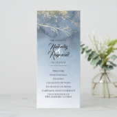 Dusty Blue en Gold huwelijksprogramma's Programmakaart (Staand voorkant)