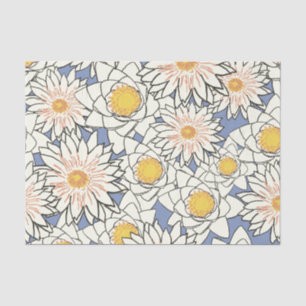 Dusty Blue en Gold Large Flowers Tissuepapier