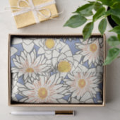 Dusty Blue en Gold Large Flowers Tissuepapier (Geschenk)