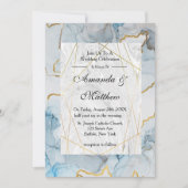 Dusty Blue en Gold Marble Wedding Invitations (Voorkant)