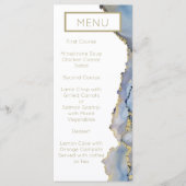 Dusty Blue en Gold Modern Agate Menu (Voorkant)