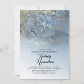 Dusty Blue en Gold Modern Elegant Vrijgezellenfees Kaart (Voorkant)