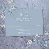 Dusty Blue en Gold Monogram Weddenschap RSVP Kaartje