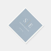 Dusty Blue en Gold Monogram Weddenschap Servet (Hoek)