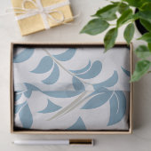 Dusty Blue en Gold Retro Mid Century Bold Floral Tissuepapier (Geschenk)