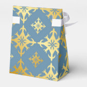 Dusty Blue en Gold Royal Crown Wedding Bedankdoosjes (Achterkant)