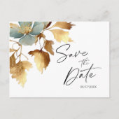 Dusty Blue en Gold Save the Date Invitation Kaart (Voorkant)
