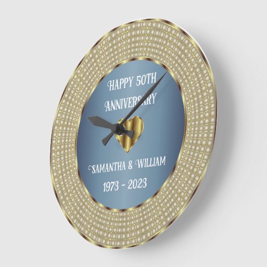 Dusty Blue en Gold Wedding Jubileum geometrisch Grote Klok (Hoek)