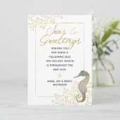 Dusty Blue en Gold Zeeen & Greetings Kerstmis Feestdagenkaart (Staand voorkant)