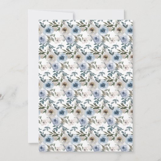 Dusty Blue en Gray Floral Botanical Wedding Save The Date (Achterkant)