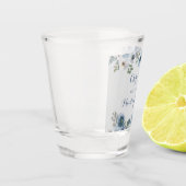Dusty Blue en Gray Floral Botanical Wedding Shot Glas (Links)